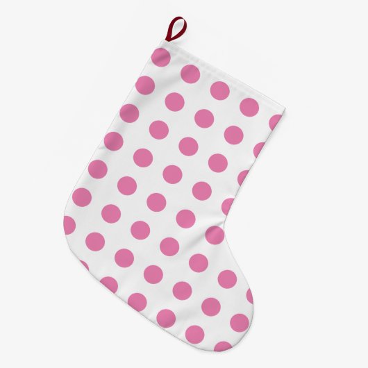  Polka Dots Roze Wit Kleur Retro Classic Grote Kerstsok (Voorkant (Hangend))
