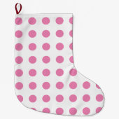  Polka Dots Roze Wit Kleur Retro Classic Grote Kerstsok (Voorkant)