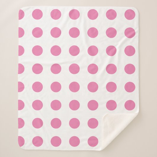  Polka Dots Roze Wit Kleur Retro Classic Sherpa Deken (Voorkant)