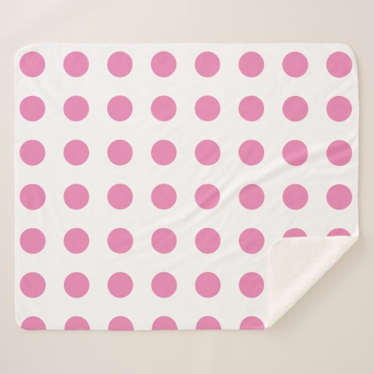  Polka Dots Roze Wit Kleur Retro Classic Sherpa Deken (Voorkant (horizontaal))