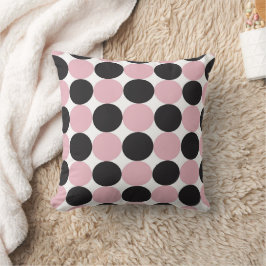 Polka Dots Roze & Zwart Kussen