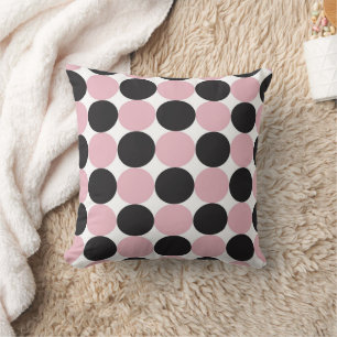Polka Dots Roze & Zwart Kussen