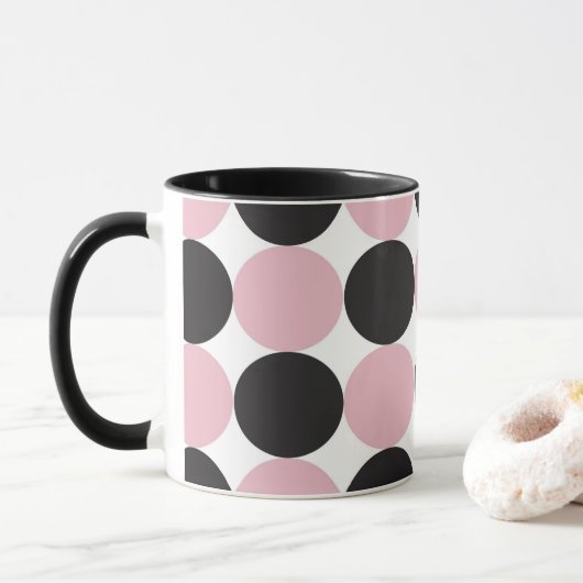 Polka Dots Roze & Zwart Mok (Met donut)