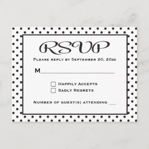 Polka Dots RSVP Black and White Wedding / Party Uitnodiging Briefkaart