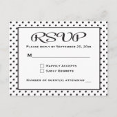Polka Dots RSVP Zwart-wit bruiloft / feest Uitnodiging Briefkaart (Voorkant)