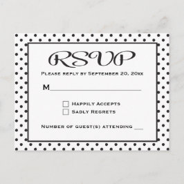 Polka Dots RSVP Zwart-wit bruiloft / feest Uitnodiging Briefkaart