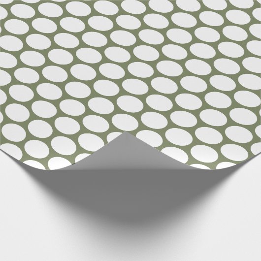 Polka Dots Sage Groen en Wit Cadeaupapier (Hoek)