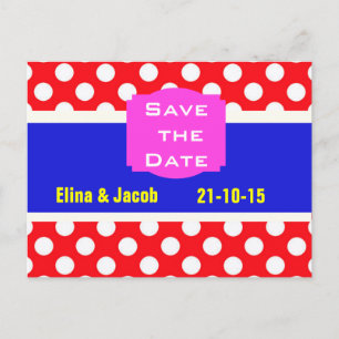 Polka Dots Save the Date Briefkaart (rood)