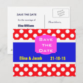  Polka Dots Save the Date Briefkaart (rood) (Voorkant / Achterkant)