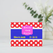  Polka Dots Save the Date Briefkaart (rood) (Staand voorkant)