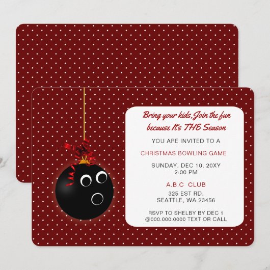 Polka Dots schattige Rode kerstviering-uitnodiging Kaart (Voorkant / Achterkant)