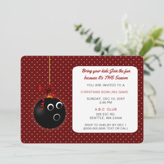 Polka Dots schattige Rode kerstviering-uitnodiging Kaart (Staand voorkant)