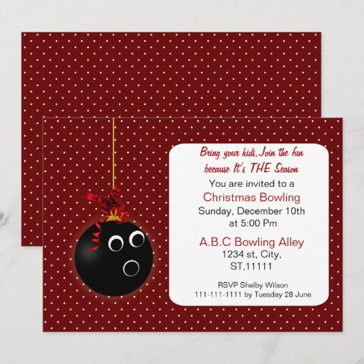 Polka Dots schattige Rode kerstviering-uitnodiging Kaart (Voorkant / Achterkant)