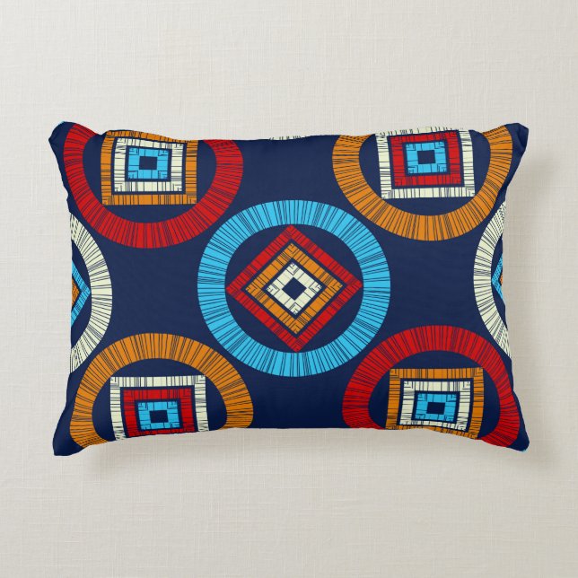 Polka dots seamless pattern. Mosaic of Ethic Figu Accent Kussen (Voorkant)