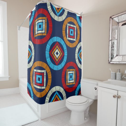 Polka dots seamless pattern. Mosaic of Ethic Figu Douchegordijn (In situ)