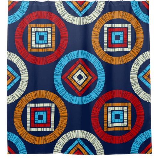 Polka dots seamless pattern. Mosaic of Ethic Figu Douchegordijn (Voorkant)