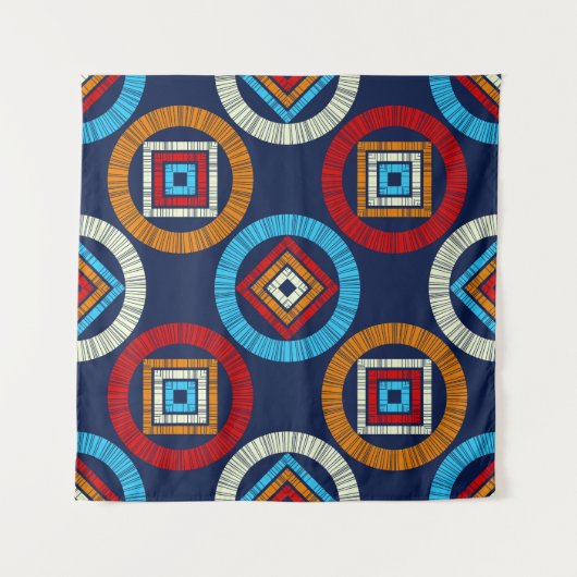 Polka dots seamless pattern. Mosaic of Ethic Figu Wandkleed (Voorkant (horizontaal))