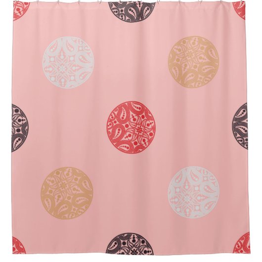 Polka dots seamless pattern. Mosaic of ethnic figu Douchegordijn (Voorkant)