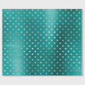 Polka Dots Silver Aqua Blauwgroen tropische VIP Cadeaupapier (Vlak)