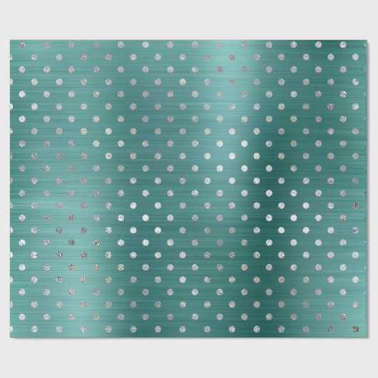 Polka Dots Silver Aqua Blauwgroen tropische VIP Cadeaupapier (Vlak)
