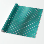 Polka Dots Silver Aqua Blauwgroen tropische VIP Cadeaupapier (Uitgerold)