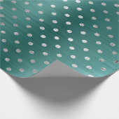 Polka Dots Silver Aqua Blauwgroen tropische VIP Cadeaupapier (Hoek)