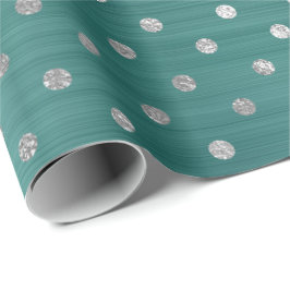 Polka Dots Silver Aqua Blauwgroen tropische VIP Cadeaupapier