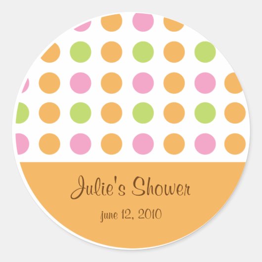 Polka Dots Sinaasappel Favor Bag Label Sticker (Voorkant)