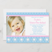 Polka Dots Snowflakes Winter Onederland Birthday Kaart (Voorkant)