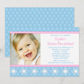 Polka Dots Snowflakes Winter Onederland Birthday Kaart (Voorkant / Achterkant)