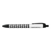 Polka Dots Spots Cute Black White Monogram Zwarte Inkt Pen (Bovenkant)
