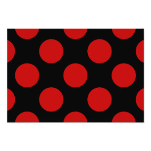 Polka Dots, Spots (gebotteld patroon) - Red Black Foto Afdruk