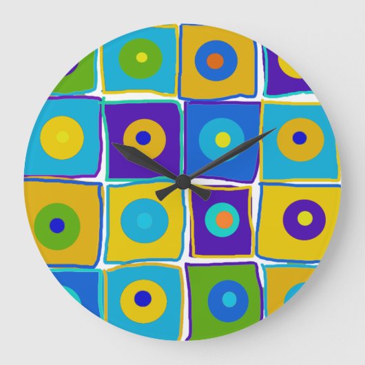 Polka Dots & Squares Art Clock Grote Klok (Voorkant)