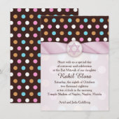 Polka dots, ster van David Bat Mitzvah Uitnodiging (Voorkant / Achterkant)