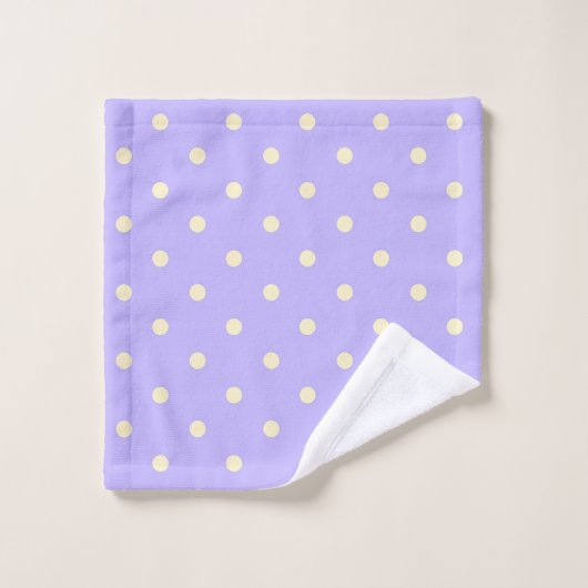 Polka dots, stippen lavender en geel washandje (Wasdoekje)