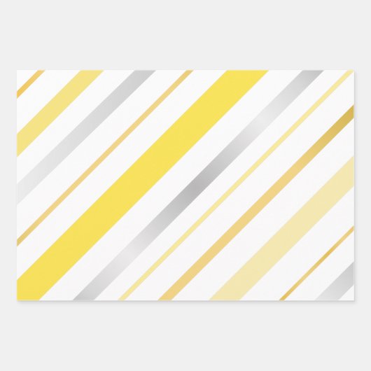 Polka Dots stripe patroongeel-zilver-gouden Inpakpapier Vel (Voorkant 3)