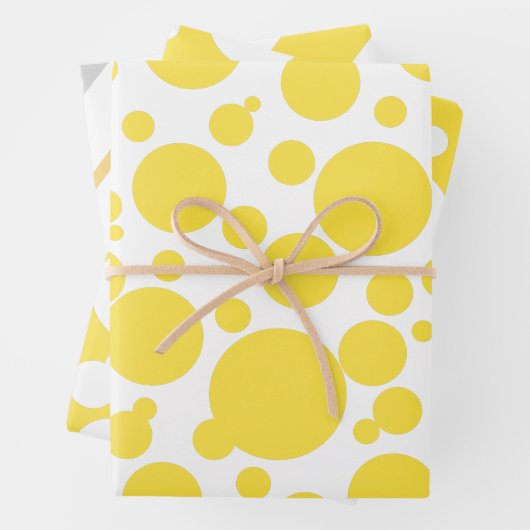 Polka Dots stripe patroongeel-zilver-gouden Inpakpapier Vel (In situ)