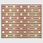 Polka Dots Stripes Champagne Goud Bourgogne Maroon Cadeaupapier (Vlak)