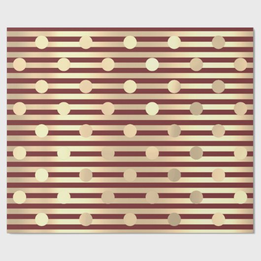 Polka Dots Stripes Champagne Goud Bourgogne Maroon Cadeaupapier (Vlak)