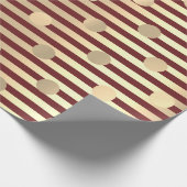 Polka Dots Stripes Champagne Goud Bourgogne Maroon Cadeaupapier (Hoek)