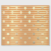 Polka Dots Stripes Champaigne Goud Koraal Sinaasap Cadeaupapier (Vlak)