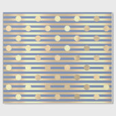 Polka Dots Stripes Champaigne Gouden Blauwe Pastel Cadeaupapier (Vlak)