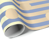 Polka Dots Stripes Champaigne Gouden Blauwe Pastel Cadeaupapier (Rol Hoek)