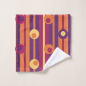 Polka Dots & Stripes, Paars, Oranje, Fuchsia Bad Handdoek (Wasdoekje)