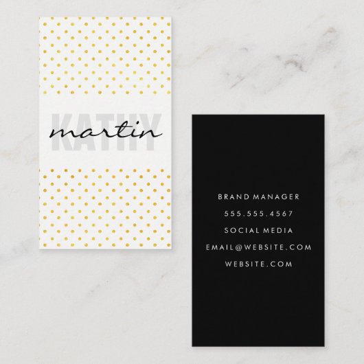 Polka Dots / Trendy Text Overlay Visitekaartje (Voorkant / Achterkant)