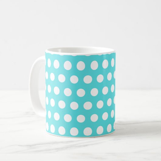 Polka Dots Turquoise Blue Koffiemok (Voorkant links)