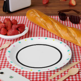 Polka Dots Turquoise Geel Roze Zwart Papieren Bordje