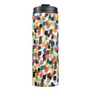 Polka dots: veelkleurige handverf. thermosbeker