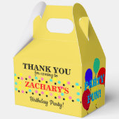 Polka Dots Verjaardagsballonnen Geel Bedankdoosjes (Achterkant)