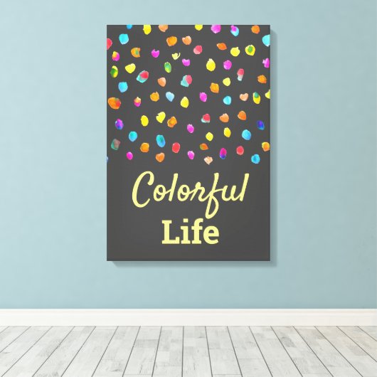 Polka dots waterverf boho pop art canvas afdruk (Insitu (Houten vloer))